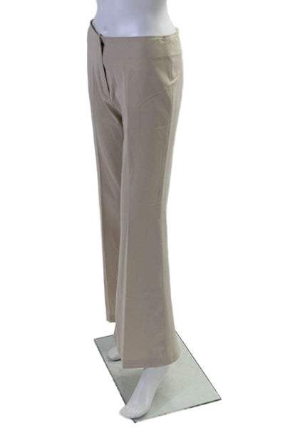 Avenue Montaigne Womens Mid Rise Pleated Front Flared Dress Pants Beige Size 40