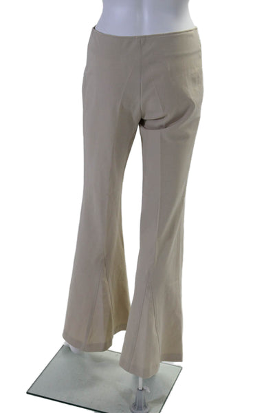 Avenue Montaigne Womens Mid Rise Pleated Front Flared Dress Pants Beige Size 40