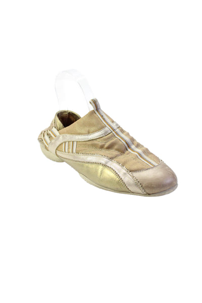 Stuart Weitzman Womens Slip On Trainer Shoes Leather Gold Size 8 US