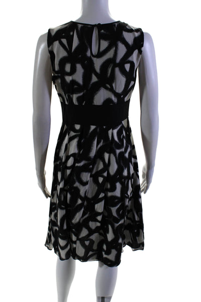 Michael Michael Kors Womens Abstract Print A Line Dress White Black Size 2