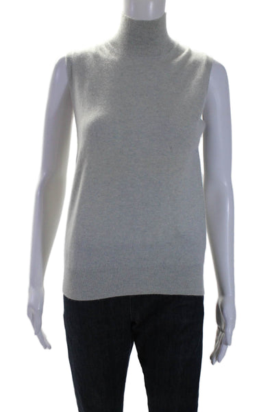 Loro Piana Womens Gray Cashmere Turtleneck Sleeveless Sweater Vest Top Size S