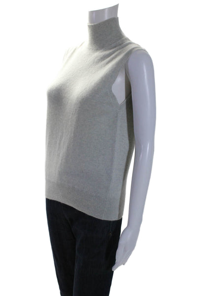 Loro Piana Womens Gray Cashmere Turtleneck Sleeveless Sweater Vest Top Size S