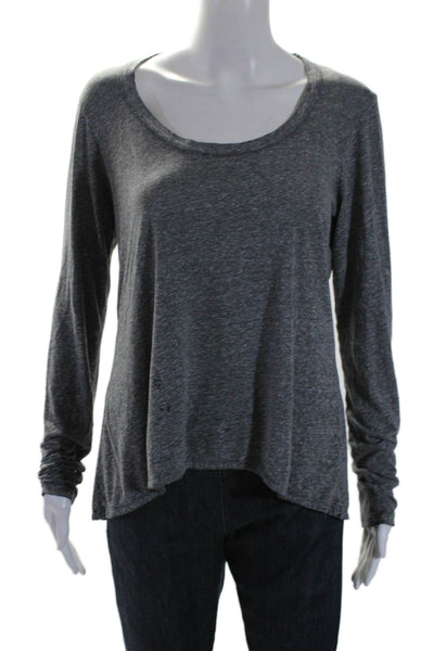 Wilt Womens Round Neck Long Sleeve Pullover Casual T-Shirt Gray Size M