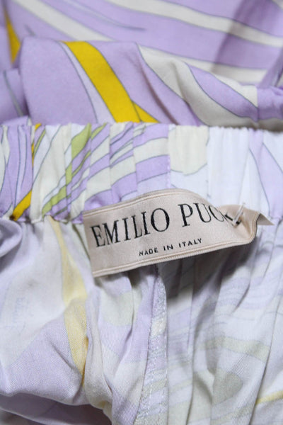 Emilio Pucci Womens Abstract Striped Ruched Strapped Jumpsuit Purple Size 6