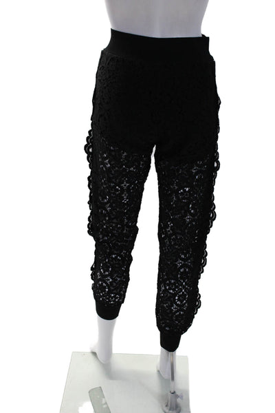 D. Exterior Women's Elastic Waist Lace Unlined Tapered Leg Pants Black Size S