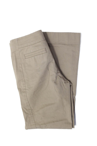 Tory Burch Womens Cotton Twill Cuffed Hem Pleated Front Trousers Beige Size 0