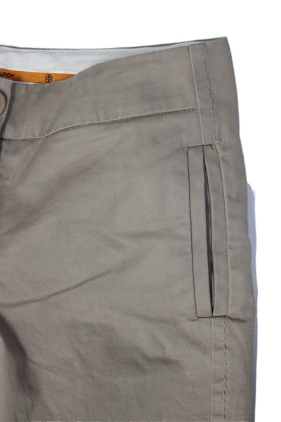 Tory Burch Womens Cotton Twill Cuffed Hem Pleated Front Trousers Beige Size 0