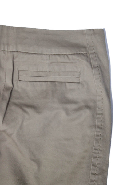 Tory Burch Womens Cotton Twill Cuffed Hem Pleated Front Trousers Beige Size 0