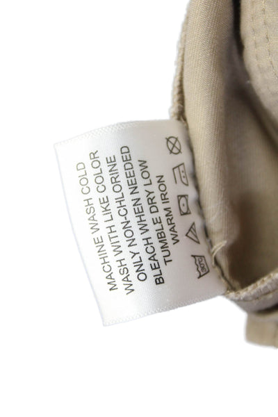 Tory Burch Womens Cotton Twill Cuffed Hem Pleated Front Trousers Beige Size 0
