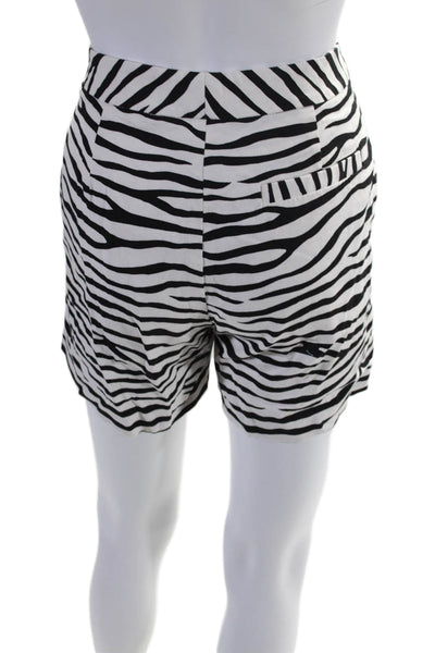 J. Mclaughlin Womens Cotton Zebra Print High Rise Shorts White Black Size 6US