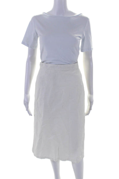 Massimo Alba Womens Tie Waist Unlined Midi Straight Wrap Skirt White Size 46