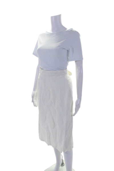 Massimo Alba Womens Tie Waist Unlined Midi Straight Wrap Skirt White Size 46