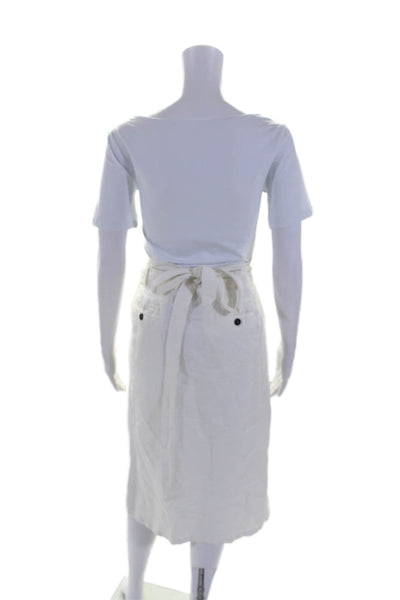 Massimo Alba Womens Tie Waist Unlined Midi Straight Wrap Skirt White Size 46