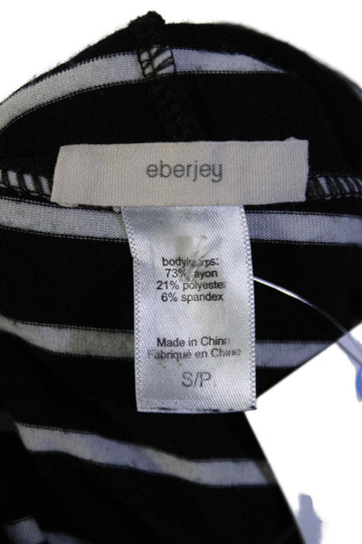 Eberjey Womens Striped Long Sleeves Pullover Hoodie Black White Size Small