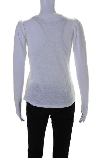 Goldie Womens Puffy Long Sleeves Tee Shirt White Cotton Size Extra Small