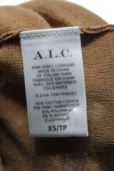 A.L.C. Womens Sleeveless Pullover Shell Sweater Brown Cotton Size Extra Small