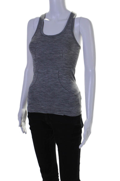 Lululemon Womens Racer Back Sleeveless Stretch Knit Tank Top Gray Size 2