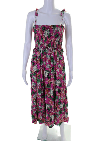 Lost + Wander Womens Floral Print Fit To Flare Long Dress Pink Size XS