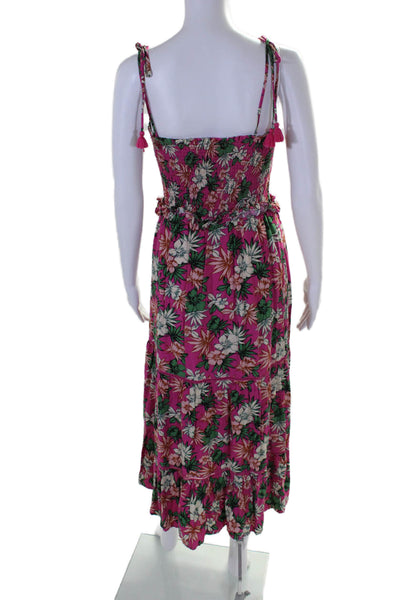 Lost + Wander Womens Floral Print Fit To Flare Long Dress Pink Size XS