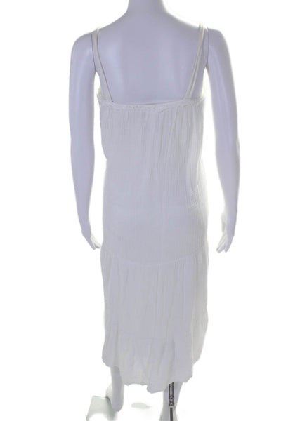 Velvet Womens V Neck Front Lace Sleeveless Long Dress White Size XS