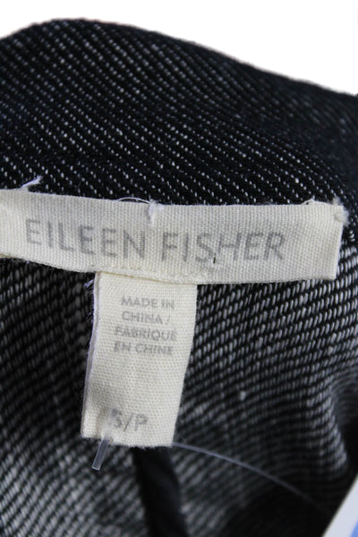 Eileen Fisher Womens Cotton Denim Long Sleeve Full Zip Jean Jacket Black Size S