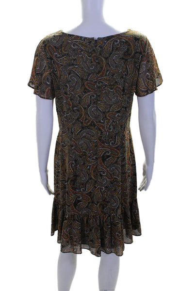 Michael Michael Kors Women's V-Neck Cutout Tiered Mini Dress Paisley Size 10