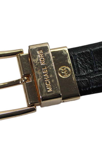 Michael Kors Women's Reversible Buckle Closure Textured Leather Belt Size L