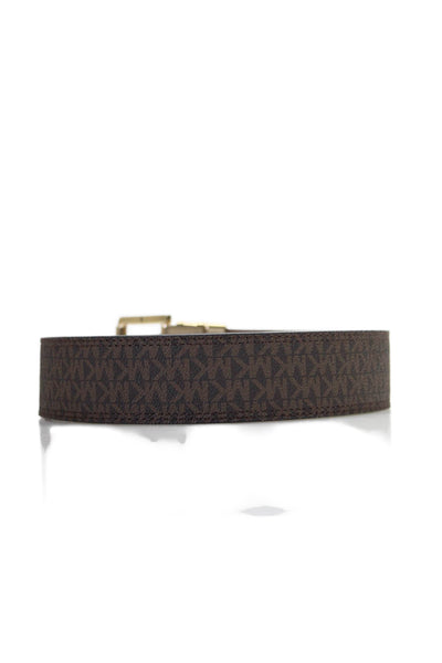 Michael Kors Women's Reversible Buckle Closure Monogram Textured Belt Brown Size