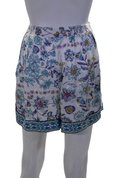 Poupette St. Barth Womens White Floral Print High Rise Casual Shorts Size S