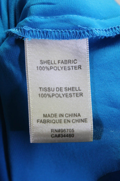 Rebecca Taylor Womens Blue Cut Out V-Neck Front Zip Sleeveless Blouse Top Size 0