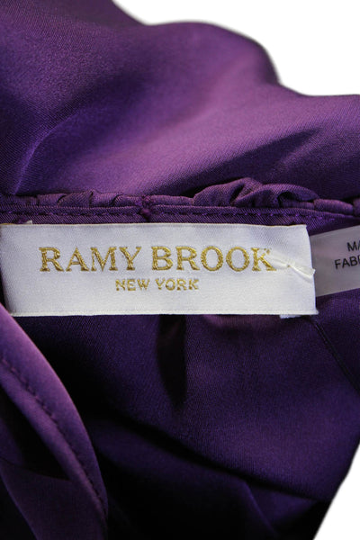 Ramy Brook Womens Plum V-Neck Drape Detail Sleeveless Blouse Top Size S