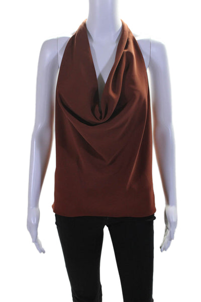 A.L.C. Womens Chocolate Brown Drape Neck Sleeveless Blouse Top Size 2