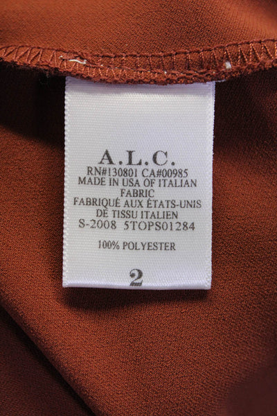 A.L.C. Womens Chocolate Brown Drape Neck Sleeveless Blouse Top Size 2