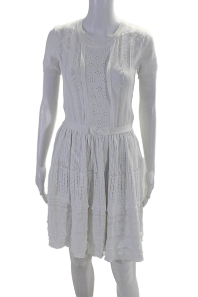 RED Valentino Womens Cotton Knit Short Sleeve Unlined A-Line Dress White Size S