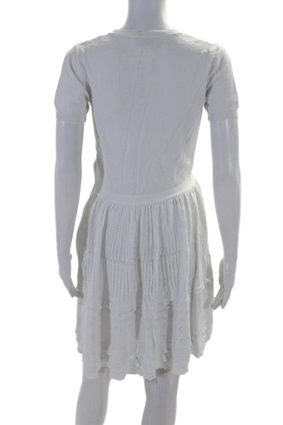 RED Valentino Womens Cotton Knit Short Sleeve Unlined A-Line Dress White Size S