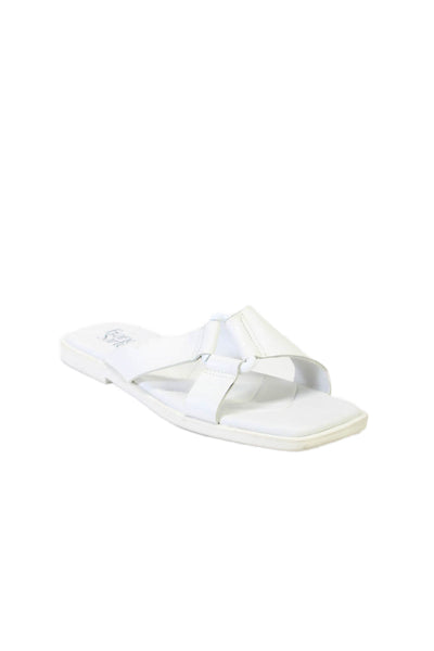 Franco Sarto Womens Leather Open Toe Cut Out Slide Sandals White Size 7US 37EU