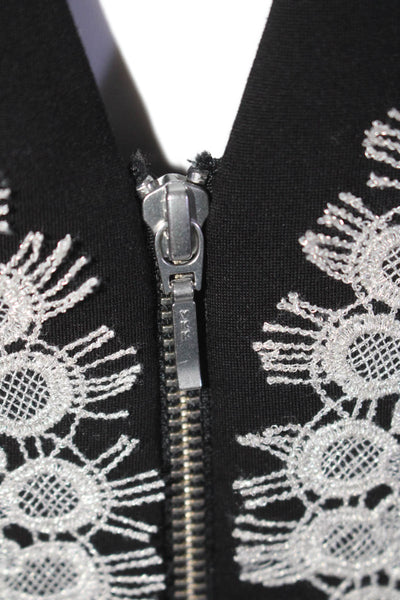 Catherine Deane Womens Geometric Lace V-Neck 3/4 Sleeve Midi Dress Black Size 6