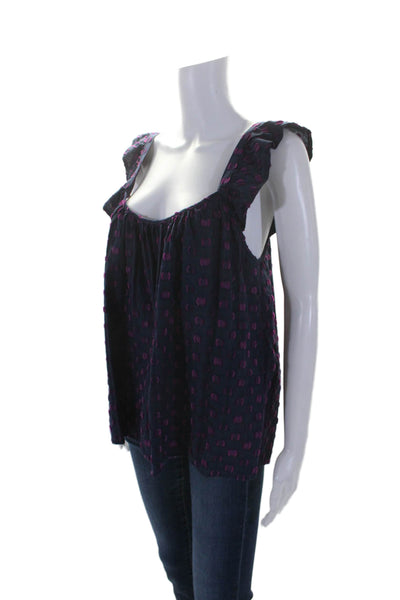 Xirena Womens Cotton Rue Polka Dot Textured Tank Top Moonset Blue Size XL