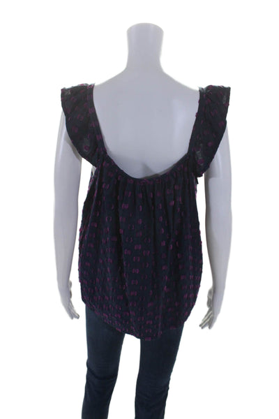 Xirena Womens Cotton Rue Polka Dot Textured Tank Top Moonset Blue Size XL