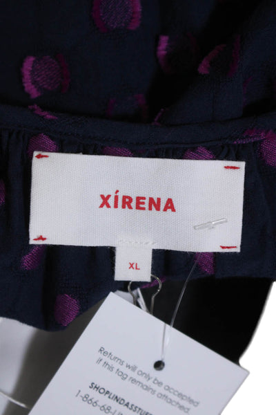 Xirena Womens Cotton Rue Polka Dot Textured Tank Top Moonset Blue Size XL