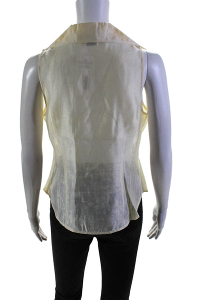 Yansi Fugel Womens Button Down Collared Button Down Tank Top White Size Small