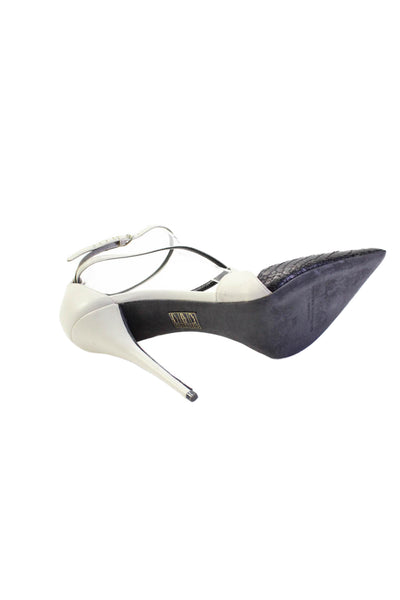 Narciso Rodriguez Womens Leather Pointed Toe Pumps White Black Size 39.5 9.5