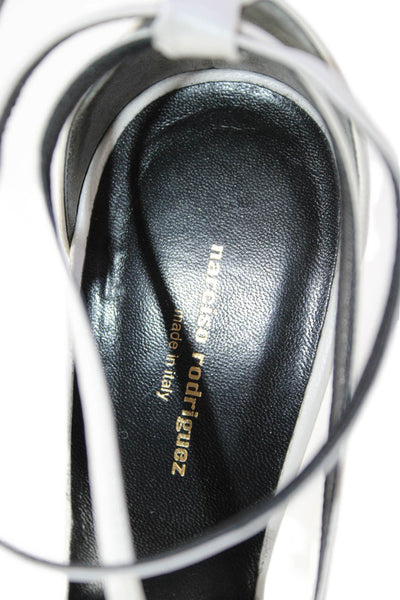 Narciso Rodriguez Womens Leather Pointed Toe Pumps White Black Size 39.5 9.5