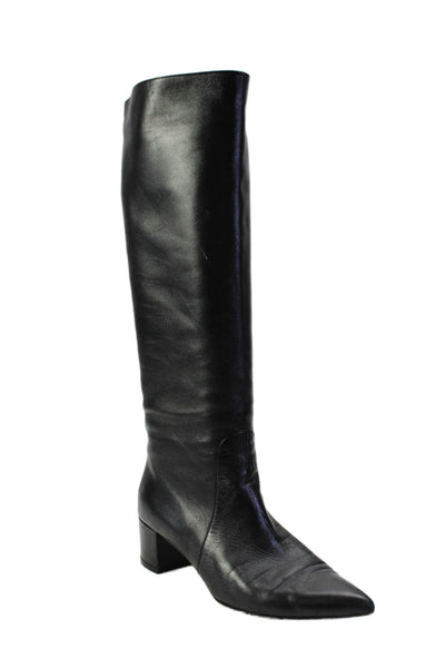 Gianvito Rossi Womens Leather Pointed Toe Knee High Boots Black Size 39.5 9.5