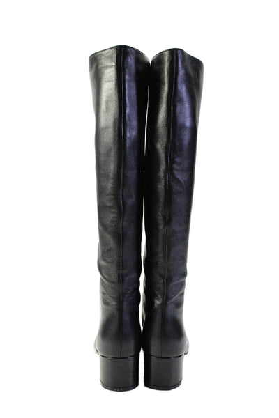 Gianvito Rossi Womens Leather Pointed Toe Knee High Boots Black Size 39.5 9.5