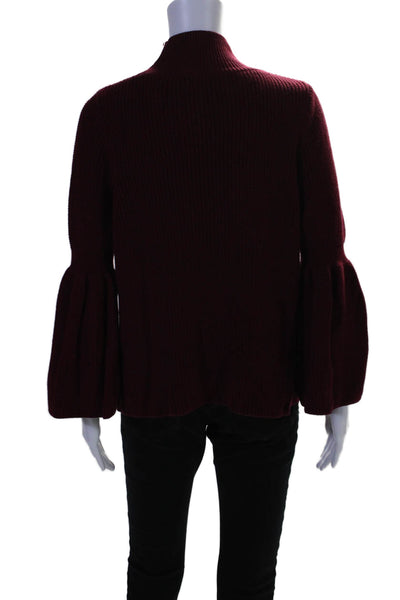 525 America Womens Pullover Flare Sleeve Mock Neck Sweater Red Size Medium