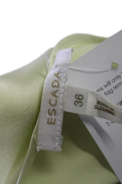 Escada Womens Silk Charmeuse Round Neck Sleeveless Tank Light Lime Green Size 36