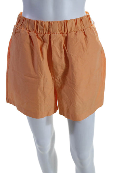 Stateside Womens Cotton Elastic Waist Two Pocket High-Rise Shorts Orange Size S