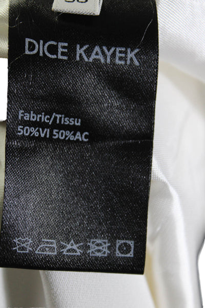 Dice Kayek Womens White Crystal Embellished Long Sleeve Shift Dress Size 34