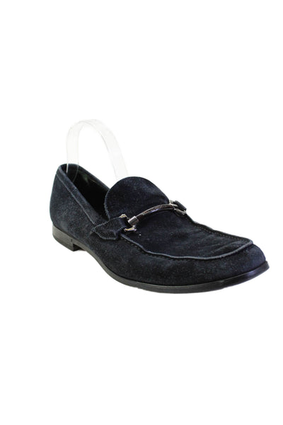 Ermenegildo Zegna Mens Suede Slip On Causal Loafers Navy Size 11